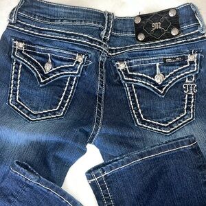 Miss Me Blue Boot Cut Jeans with Embellished Pockets